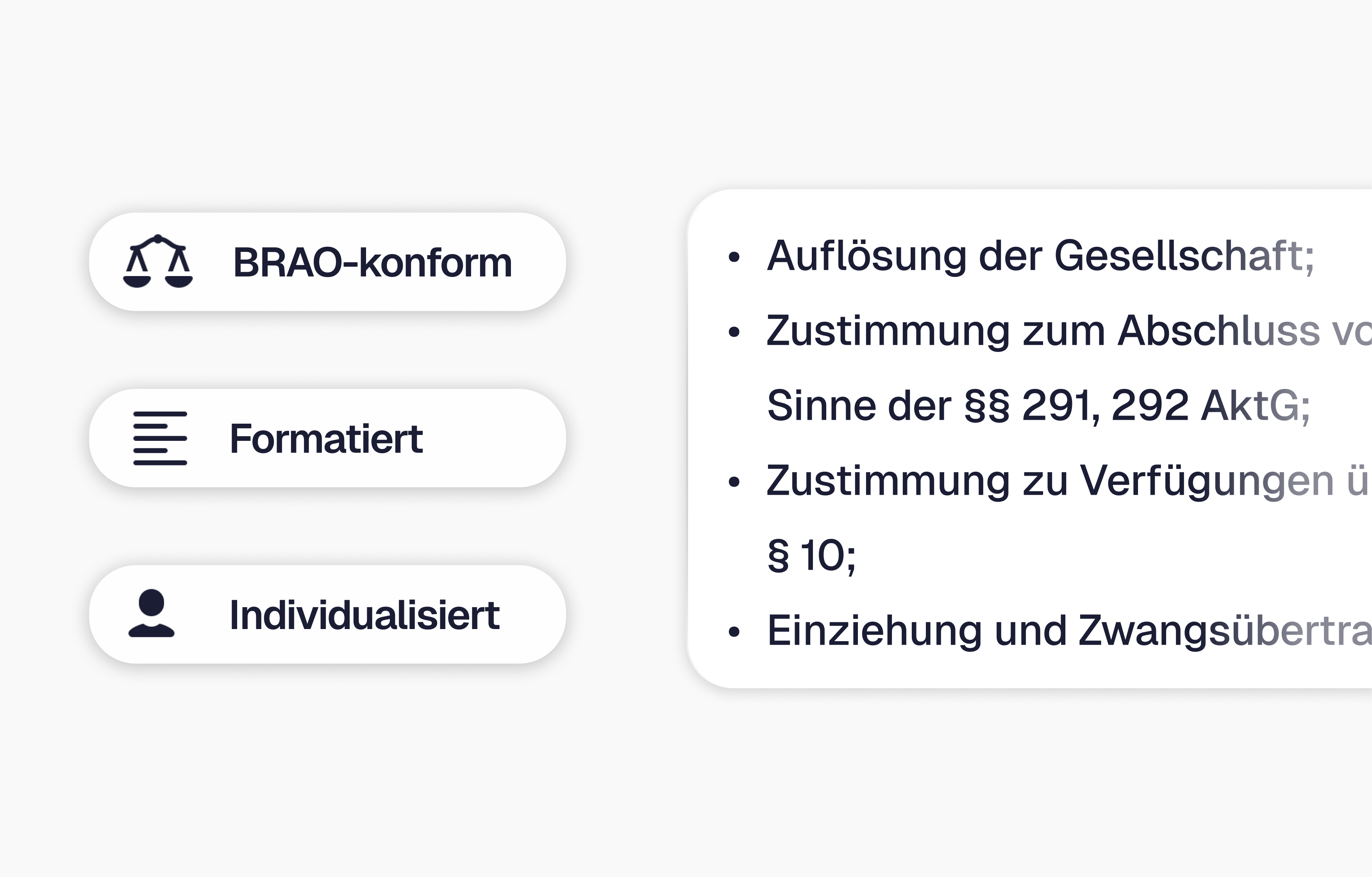 DSGVO-konform, BRAO-konform, Fachsprache, Formatierung, Rechtschreibung